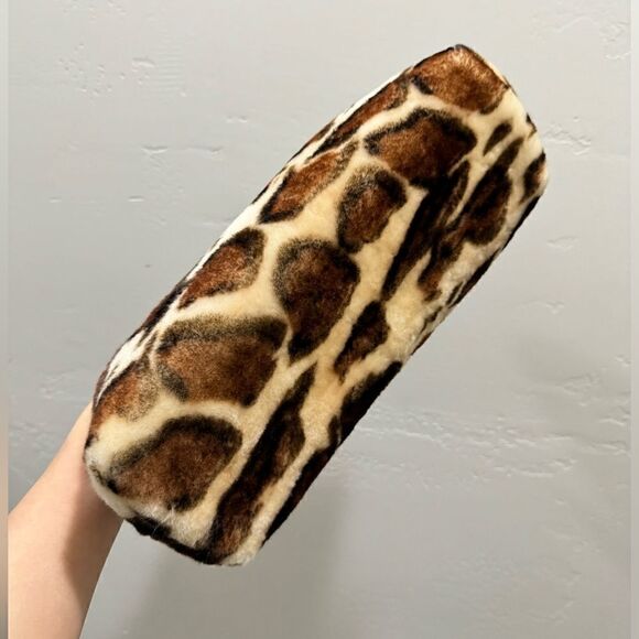 Leopard Print Handmade Real Shearling Leather Chic Metal Frame Push Lock Purse - Picture 16 of 16